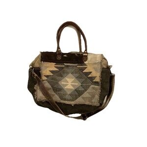 Women Leather Shoulder/Hand Bag Hobo Hippie Purse Southern Aztec Weekender Tote